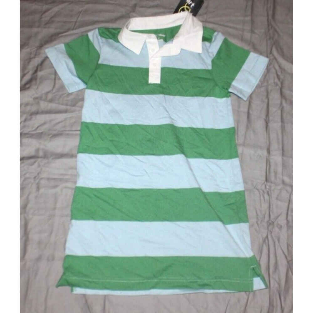 Girls Rugby Striped Polo Dress - Art Class - Blue Green Size S